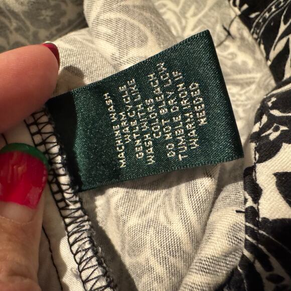 Lauren Ralph Lauren Cropped Black White Floral Dress Pants‎ 16W - Picture 7 of 10